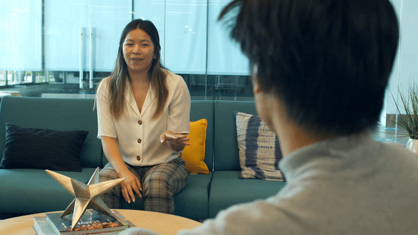 A consultant chatting with a candidate
