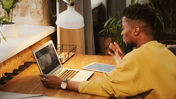 A consultant on a video call with a candidate